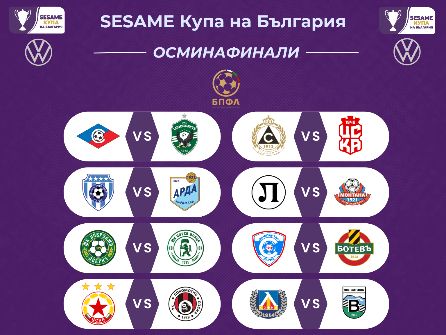 Жребият определи осминафиналните двойки на Sesame Купа на България